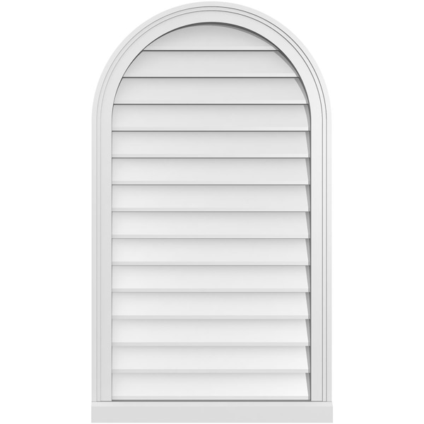 Ekena Millwork Round Top Surface Mount PVC Gable Vent w/ 2"W x 2"P Brickmould Sill Frame, 24"W x 42"H GVPRT24X4203SN - main